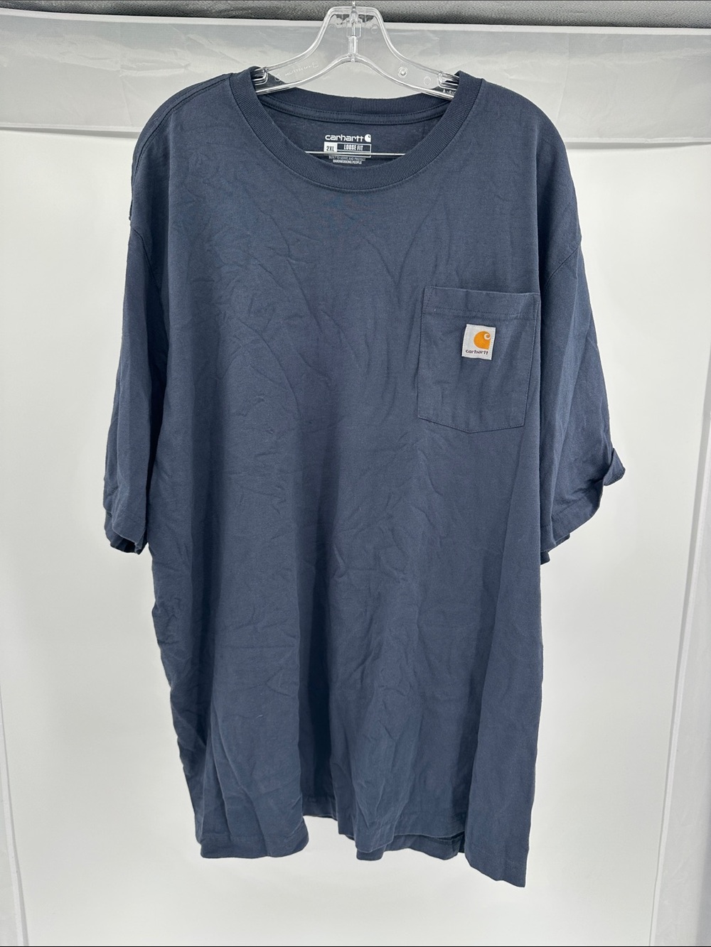 Carhartt Navy Short-Sleeve Pocket Tee with Logo Patch